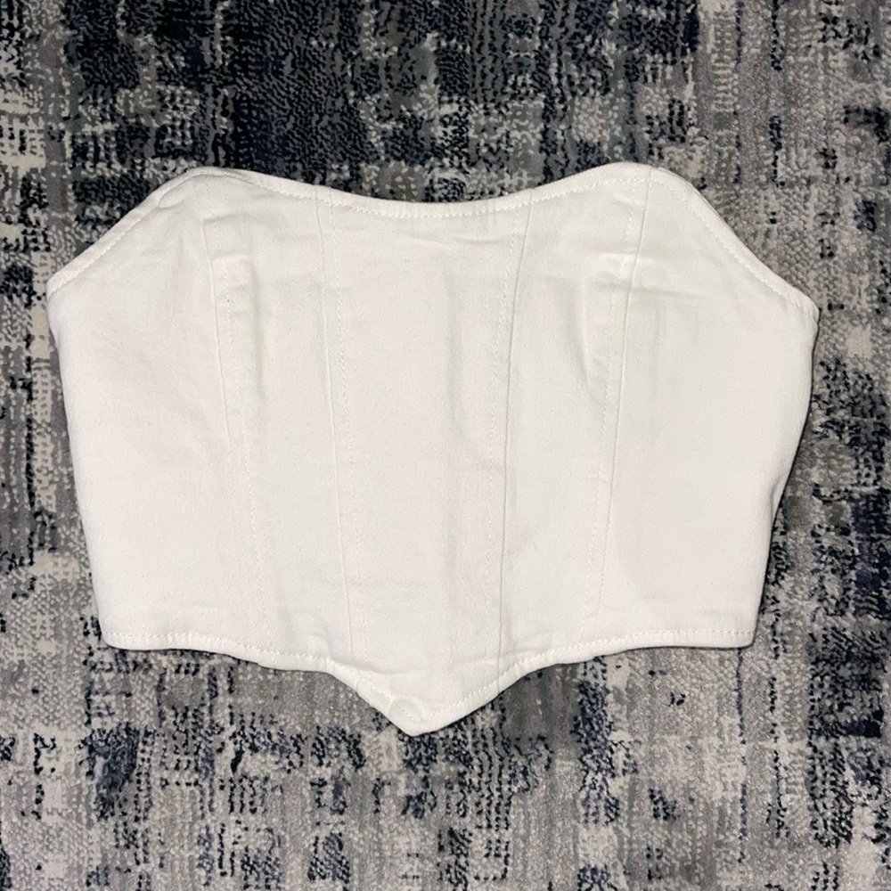 White Jean Tube Top Size Small